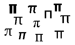 Pi in unterschiedlichen Schriftarten